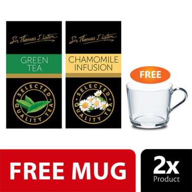 Lipton STL Green Tea &amp; Chamomile Infusion Free Gelas Mug Bening IKEA
