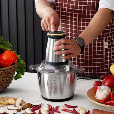 Blender Elektrik Food Chopper Gilingan Daging Bumbu Stainless Steel 2L TERBAIK Multicolor
