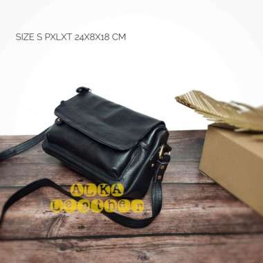 Bossindo Tas Kulit Wanita Tas Selempang Kulit Tas Garut biru dongker