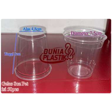 50pcs gelas plastik CUP 8oz PET mini BENING tebal ice es cream sundae PET 8oz