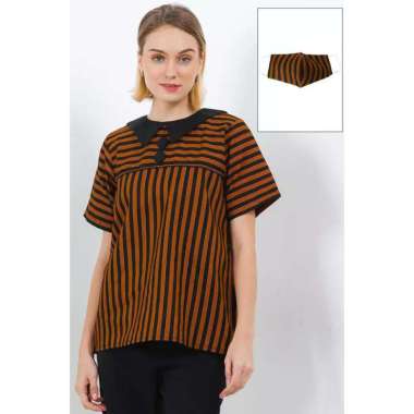 Krisna Batik Alyssa Blouse Wanita Lurik Katun Lengan Pendek XL