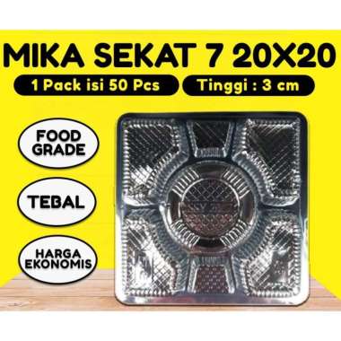 isi50pc MIKA SEKAT 7 plastik bening isi alas dalaman untuk dus box kotak nasi tumpeng 20x20cm sekat7