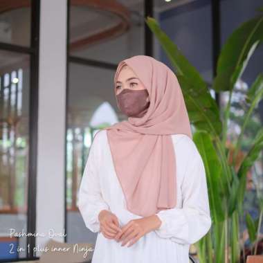 Pashmina Oval 2 in 1 Pasmina Curve menyatu dengan Inner Ninja Hijab Pasmina Jilbab Ceruty Baby Doll 