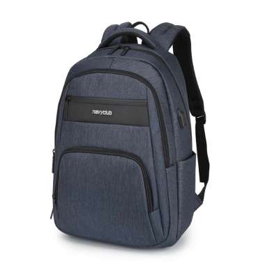 Navy Club Tas Ransel Laptop EJG - Backpack Daypack USB Port Tas Pria Wanita Free Bag Cover Blue