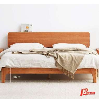 RED SUN Ranjang Bed Dipan Tempat Tidur Simpel Minimalis Kayu Mahoni 200 WALNUT