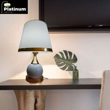 Lampu Meja Minimalis List Gold Putih Bulat