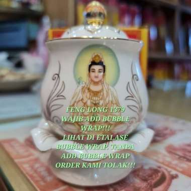 Cangkir Puja Keramik Kristal tembus Cahaya Guan Yin BESAR