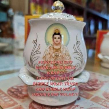 Cangkir Puja Keramik Kristal tembus Cahaya Guan Yin SEDANG