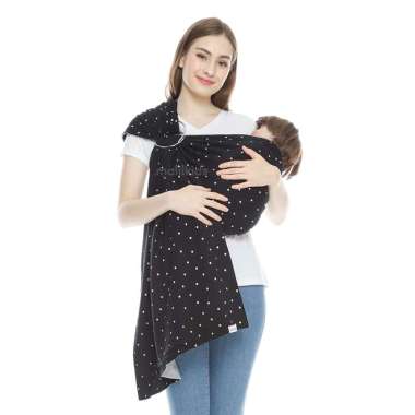 Malilkids Gendongan Bayi Ring Sling Kaos Bolak Balik Gasing BB Black Polka