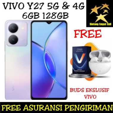 VIVO Y27 5G &amp; 4G 6/128+EXTENDED RAM 6GB TOTAL RAM 12GB GARANSI RESMI BONUS BUDS VIVO S2 Y27 4G BLUE