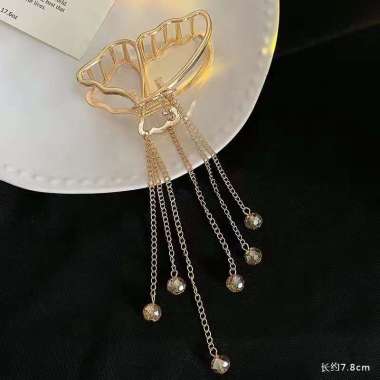 FG Jepit Rambut Butterfly Bentuk Hair Clips Kupu-Kupu Mutiara Vintage Bahan Metal Ukuran Besar Geome