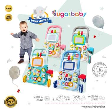 Sugar Baby My Circus Push Walker (Baby Walker)/ Mainan Dorong Bayi Cirwalker Blue