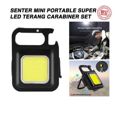 Senter Mini Portable Super Led Terang Carabiner Gantungan Kunci Besi