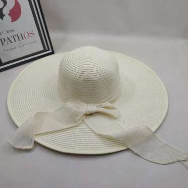 Topi Pantai Panama Sombrero Hat Pita Pathos Putih