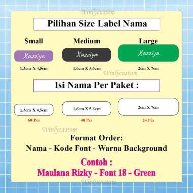 CUSTOM LABEL NAMA TAS SERAGAM ANAK SEKOLAH KAOS KAKI BAJU CELANAN STIKER SABLON SETRIKA SIZE M (40PC