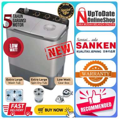 MESIN CUCI SANKEN 2 TABUNG 8KG TW-8600 TW8600 TW 8600 SUPER LOW WATT SPIN DRY TUB TWIN TUB SANKEN