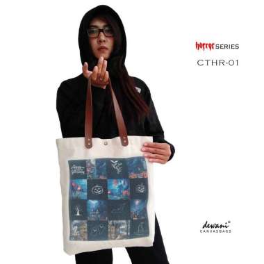 Dewani - Tote bag Canvas Tas Vintage Seri Catur Horror CT.HR-01