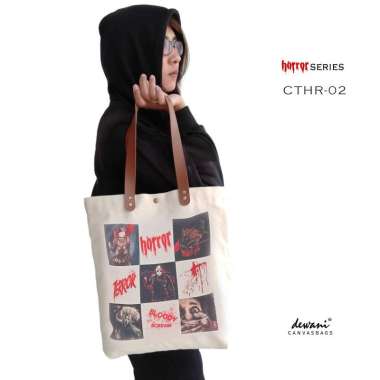 Dewani - Tote bag Canvas Tas Vintage Seri Catur Horror CT-HR-02