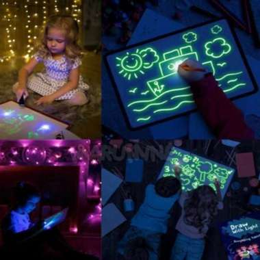 papan glow in the dark - papan tulis anak edukasi murah Multicolor