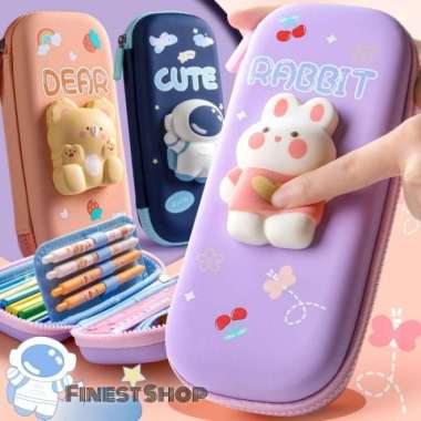 kotak pensil squishy 3d pencil case boneka tempat alat tulis sekolah Multicolor