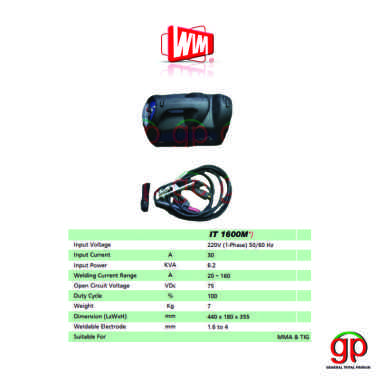 WIM IT1600 MESIN LAS IT 1600 TRAFO LAS INVERTER WELDING
