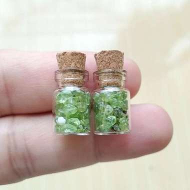 Paket 2 Botol Hiasan Kaca Batu Natural Green Peridot Kecil Mini
