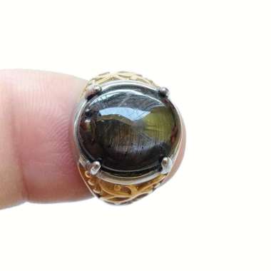 Cincin Titanium Batu Permata Natural Ruby Star Gondola