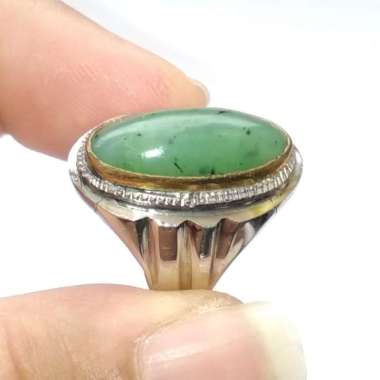 Cincin Monel Batu Giok Hijau / Nephrit Jade Aceh Crystal