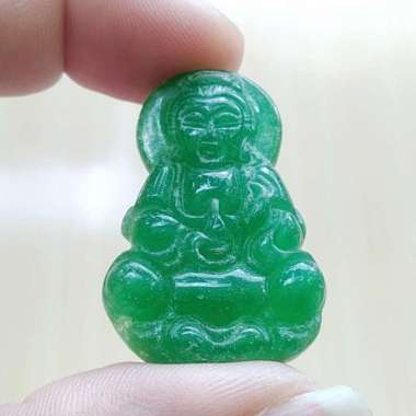 Liontin Batu Permata Natural Giok / Jadeite Jade Ukir Dewi Asli