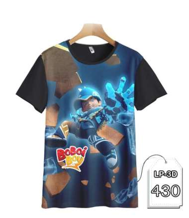 Kaos Boboiboy Glacier Printing Baju Anak Kartun TV Series #LP3D-430 M (3-4 tahun)
