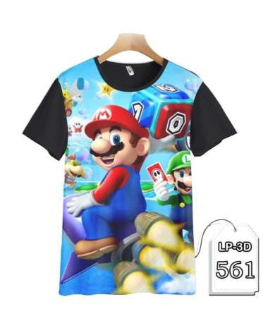 Kaos Mario Bros 3D Kaos Game Super Mario Bros Anak #LP3D-561 11-12 tahun