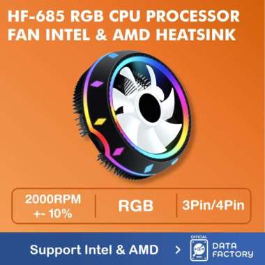 CPU FAN RGB HF-685 COOLER HEATSINK SUPPORT INTEL AMD PROCESSOR SUPPORT