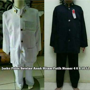 Setelan Jasko Jas Koko Anak Kerah Dobel Hitam dan Putih Bahan Twis Multicolor