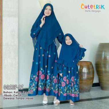 GSCP 12 Baju Muslim Gamis Couple Cutetrik Mom & Kid Navy Blue Multicolor