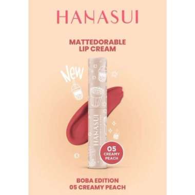 HANASUI MATTEDORABLE LIP CREAM BOBA EDITION, Satuan Creamy Peach
