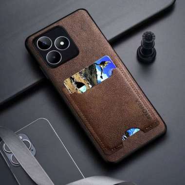 Casing Xiaomi Redmi 12 Case Redmi 12 Premium Leather Wallet Softcase Redmi 12 Coklat