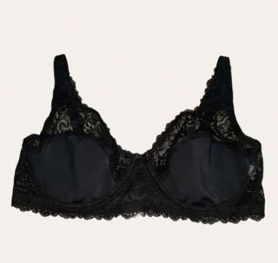 Bra VRS Black Lace Flower Plain Cup 36F