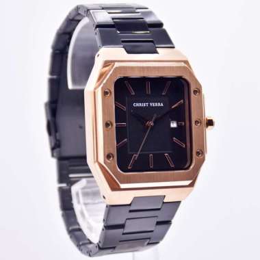 Christ Verra CV 922289G - Jam Tangan Analog Pria Christ Verra Stainless Steel Original Black Rosegol