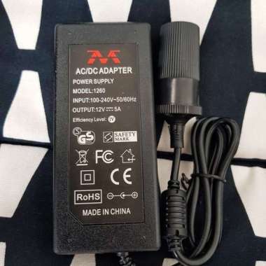 Adaptor Adapter Ac Dc Car Charger Switch 12V 5A Output Soket Lighter Multicolor