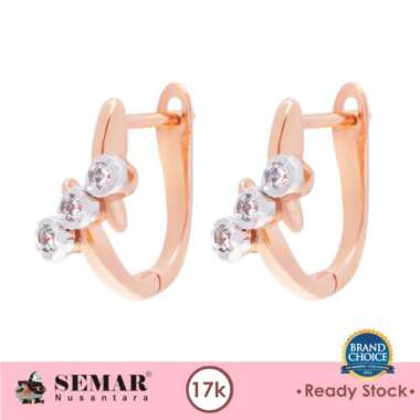 Anting Emas Jepit Alice Rose White Gold 17K Semar Nusantara