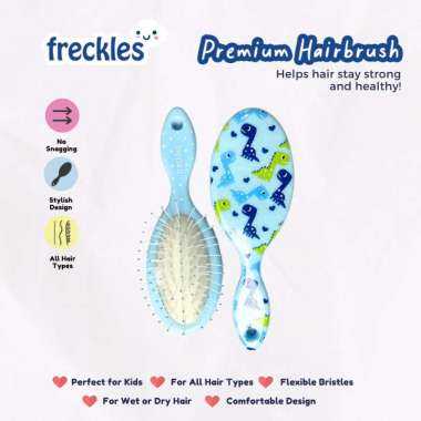 Freckles Baby Blue Hair Brush Dino - Sisir Bayi dan Anak Dino Biru