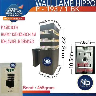 Hippo Wall Lamp PVC P193 1 Arah Lampu Dinding Outdoor Pilar Tempel PVC