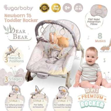 Sugar Baby 10 in 1 Premium Bouncer - Sugar Baby - My Rocker Beige Dear Bear