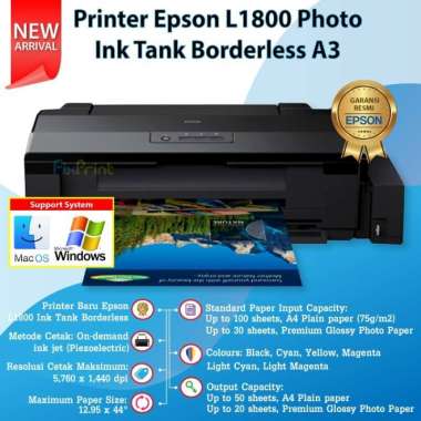 Epson Printer L1800 Print A3+ Garansi Resmi A3 Infus Suppor T Dtf Dtg Multicolor