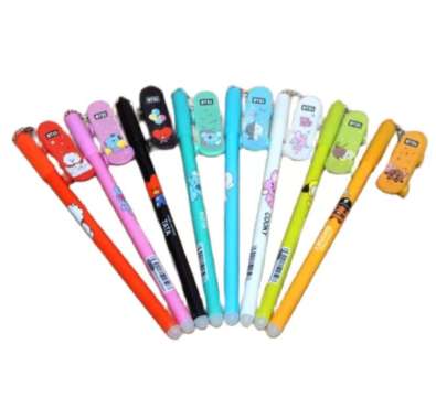 PULPEN GEL / GEL PEN GANTUNGAN SKATEBOARD / FIDGET SPINNER / JAM PASIR MOTIF BT21 ISI 12 PCS. UNIK D