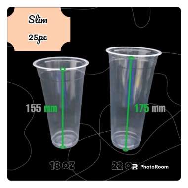cup gelas plastik 18oz 22oz SLIM 18 oz 22 oz bening tinggi isi 25pc 22oz SLIM