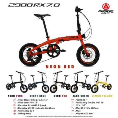SEPEDA LIPAT PACIFIC 2980 RX 7.0 8 SPEED HYDRAULIC DISC BRAKE 16 INCH BONUS TAS Kuning