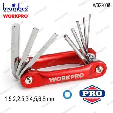 Workpro W022008 8PCS Folding Hex Key Set Kunci L Metric
