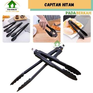 Capitan Penjepit Makanan Gorengan Hitam Stainless Steel Tong Makanan Kecil