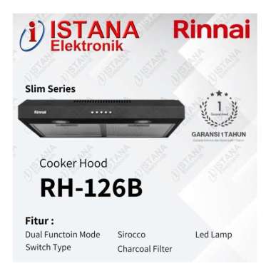 RINNAI SLIM SERIES COOKER HOOD/PENGHISAP/TUDUNG ASAP KOMPOR RH-126B